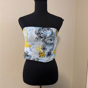 Dragon Print Strapless Top
